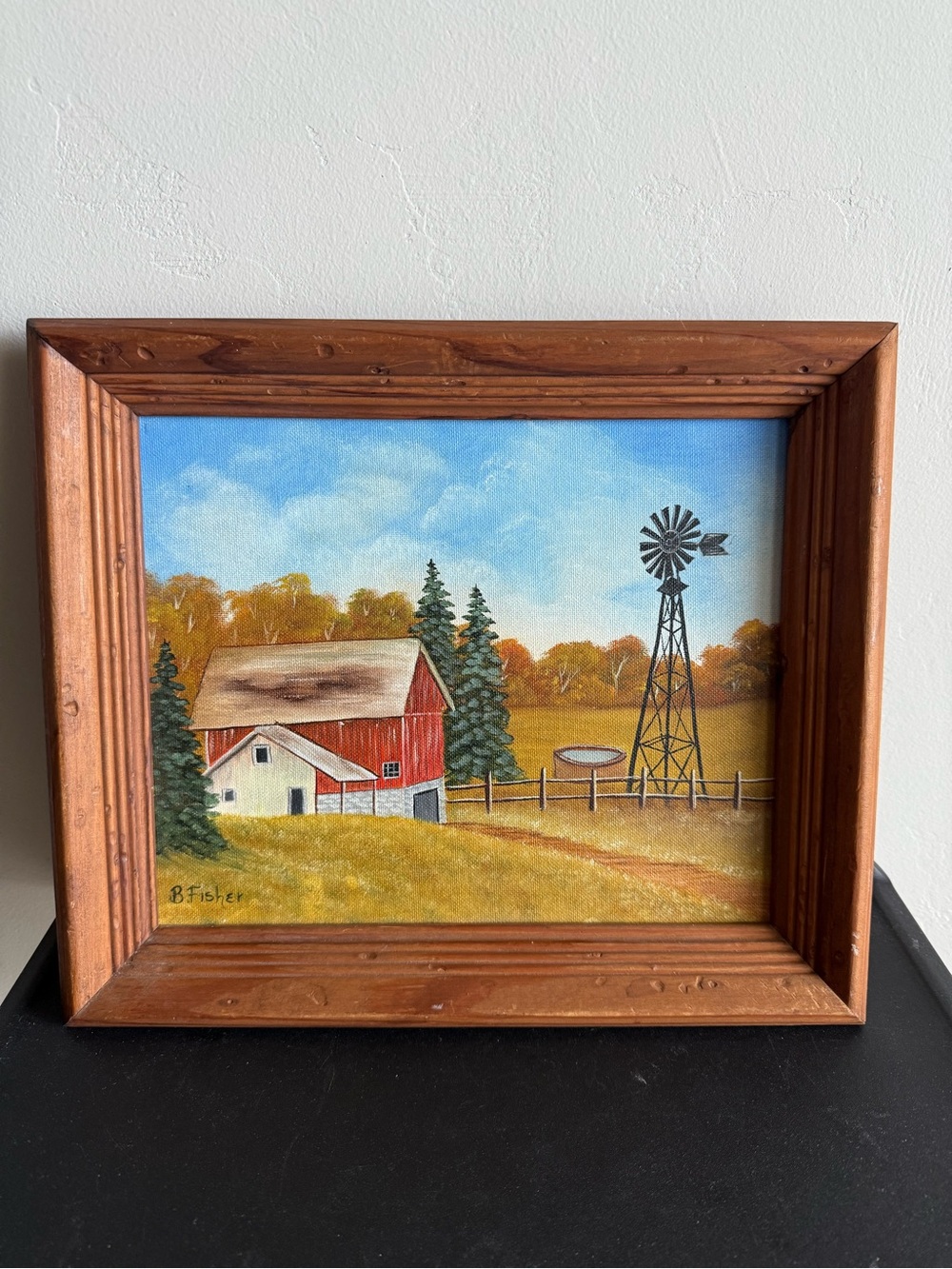 Rustic Red Barn Landscape Painted Wall Art - Framed Home Art